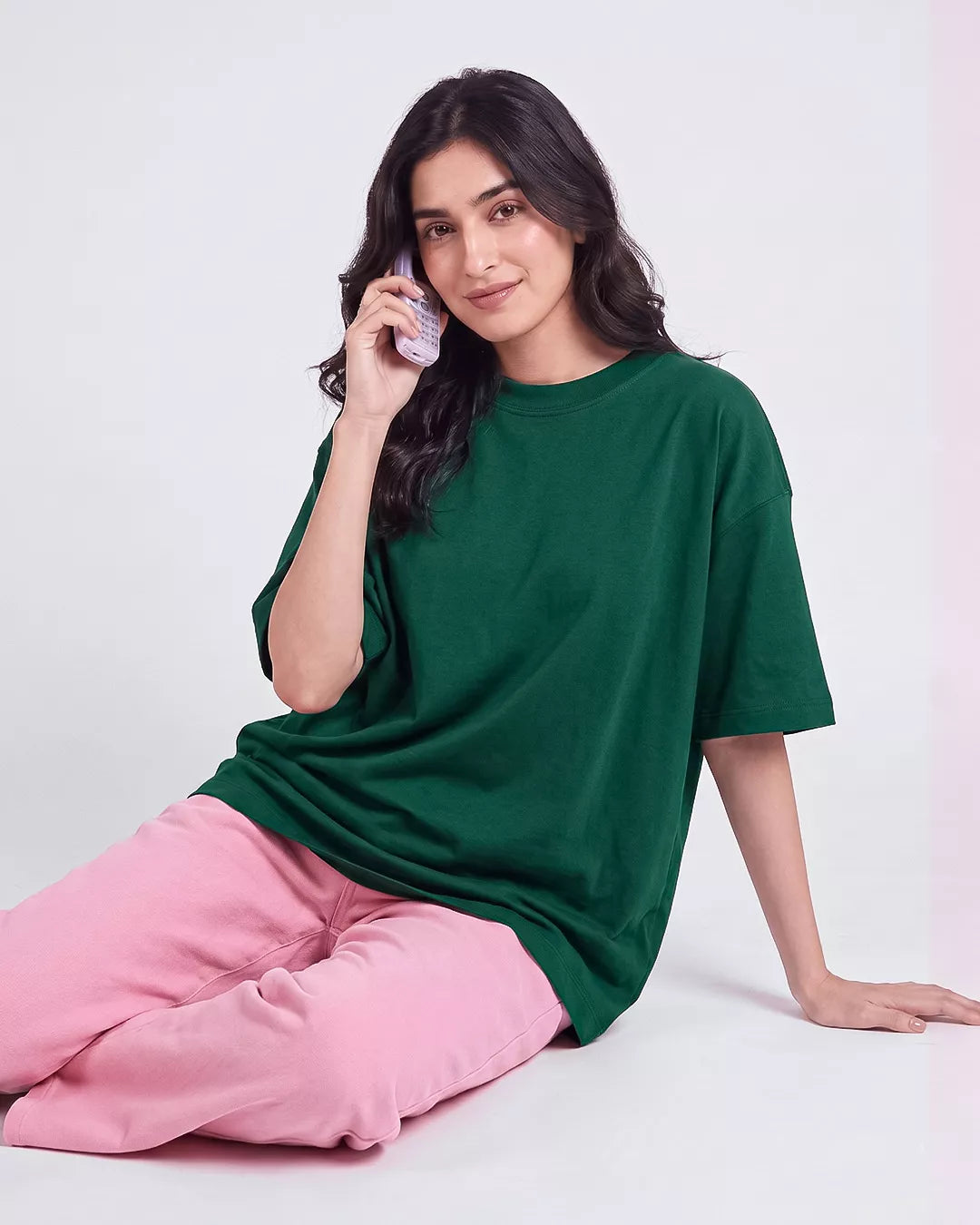Evergreen Hug Plain Oversized T-Shirt