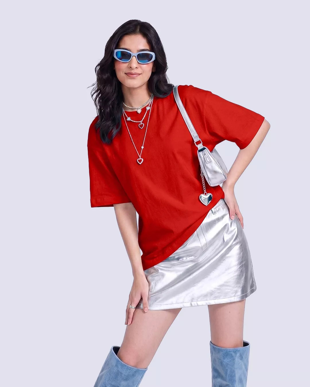 Red Plain Oversized T-Shirt